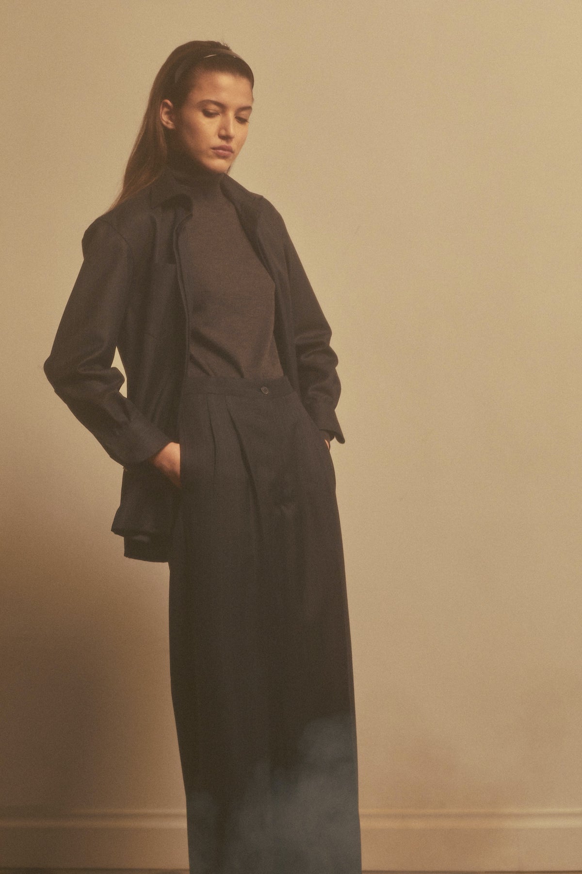 Alba Shirt in Wool Pinstripe