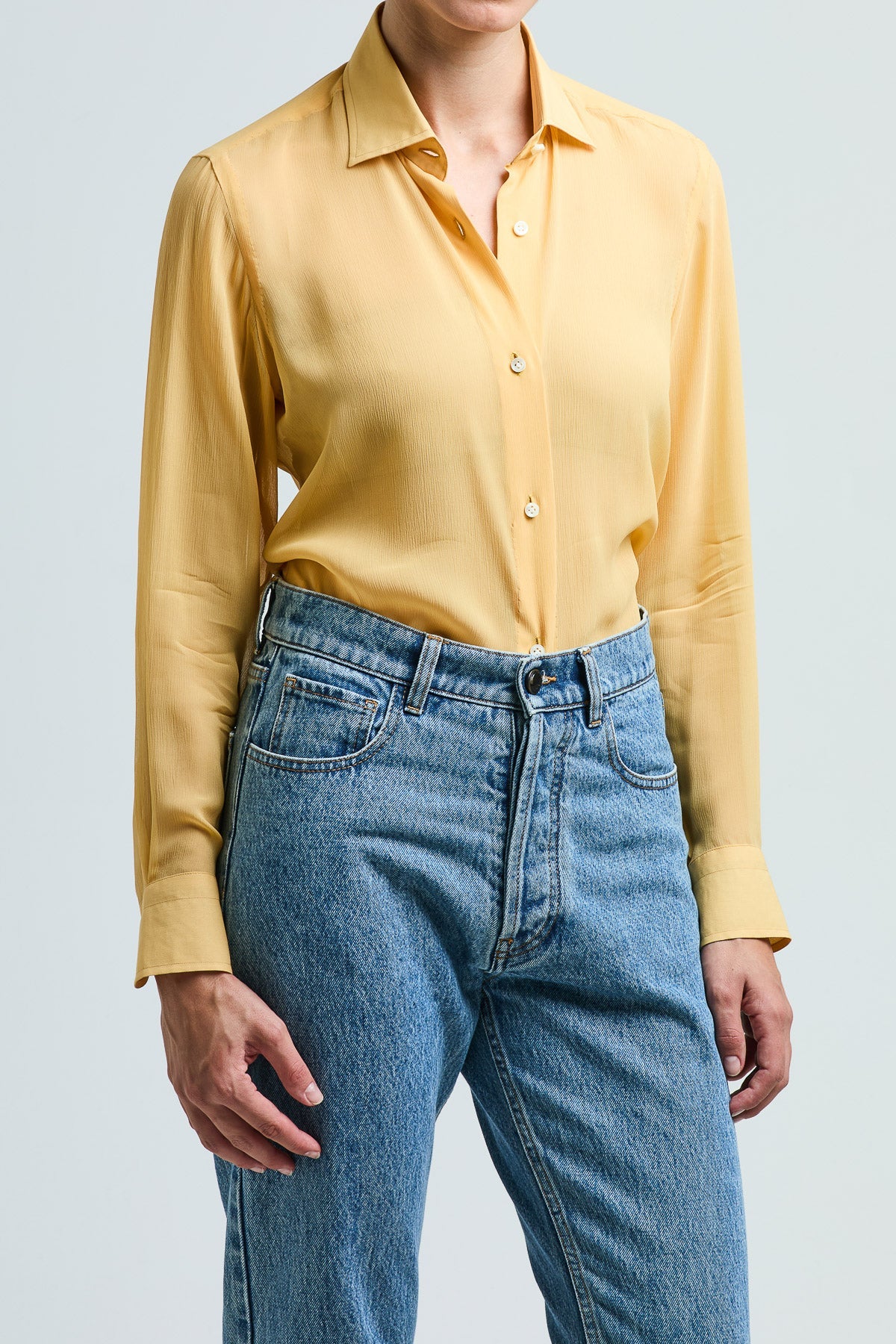 Elvira Shirt in Sheer Silk Crepe